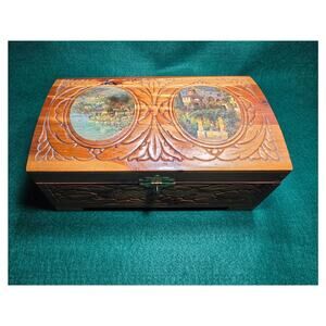 Vintage Cedar Chest Style Jewelry Box - c. 1940s